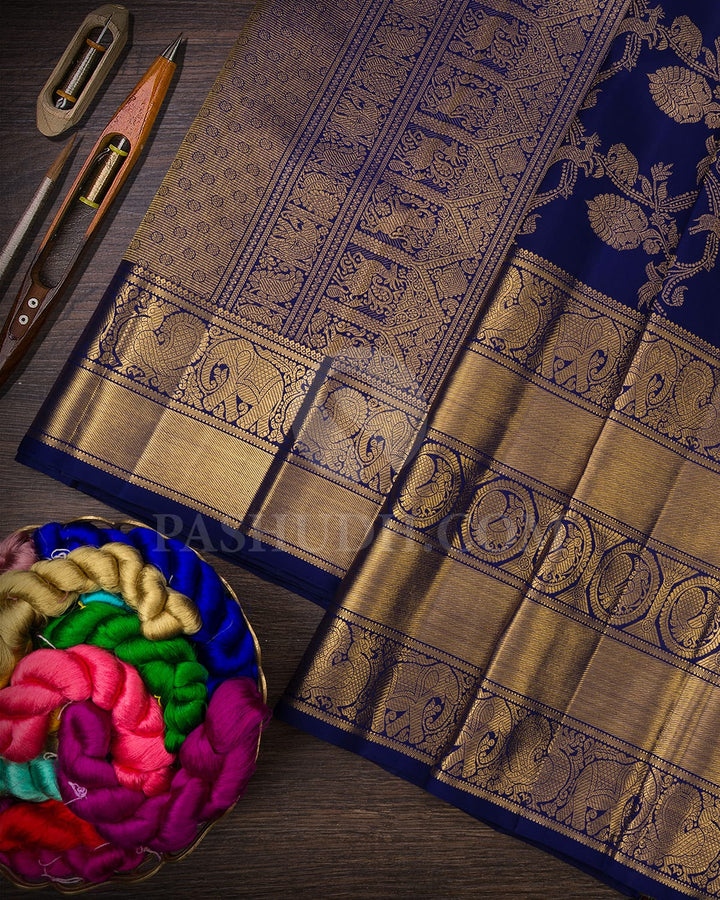 Royal Blue Kanjivaram Silk Saree-SP343