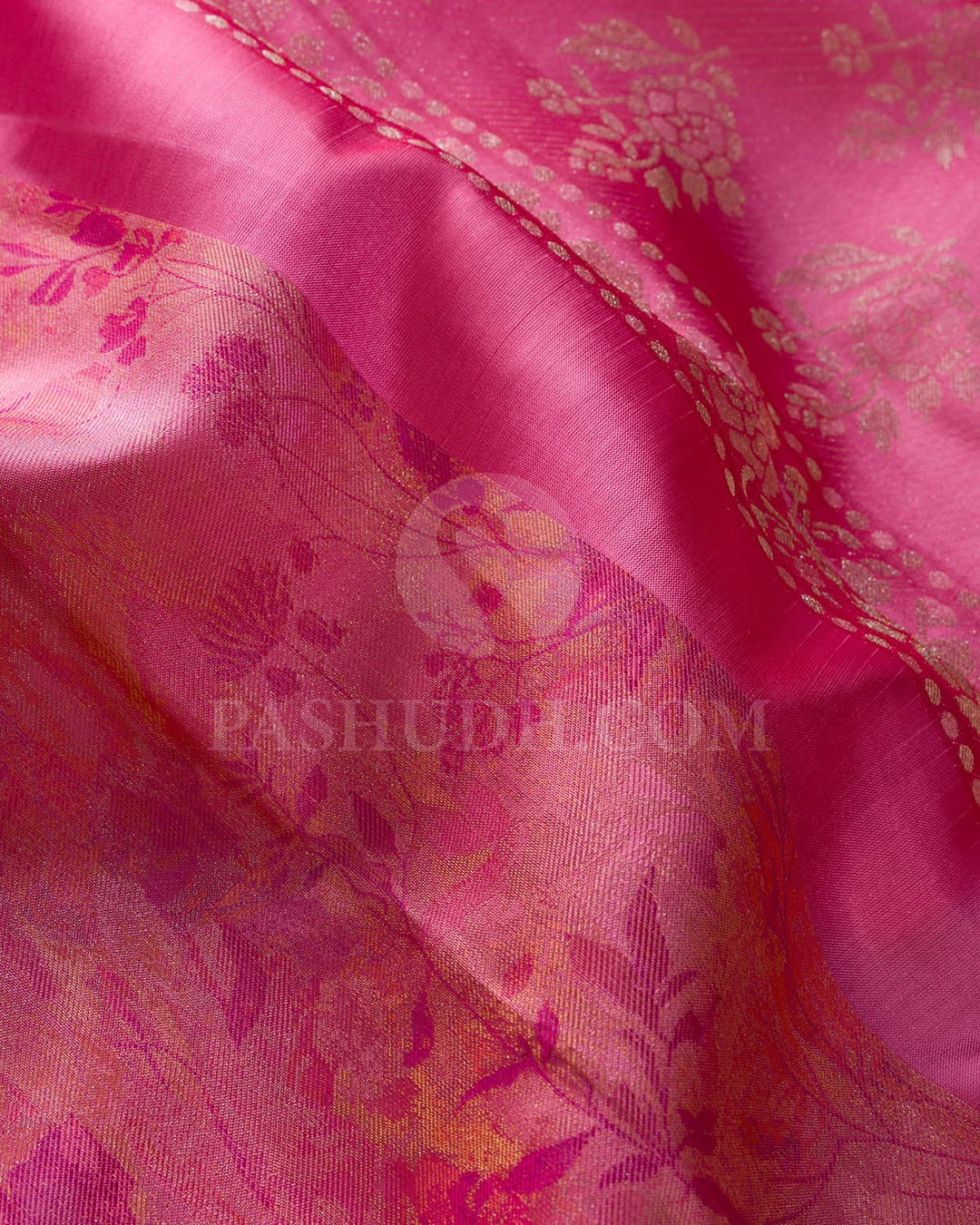 Light Pink And Crimson Borderless Kanjivaram Silk Saree-DJ397(A)