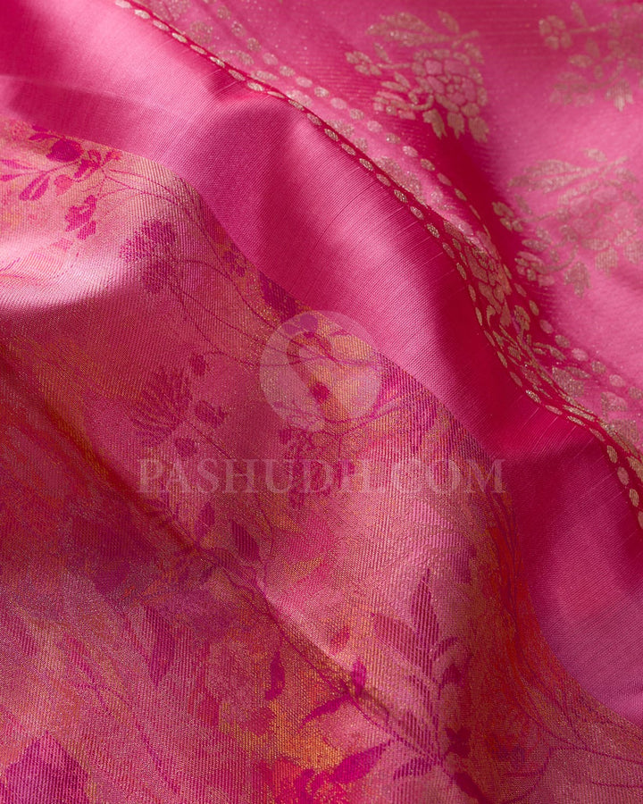 Light Pink And Crimson Borderless Kanjivaram Silk Saree-DJ397(A)