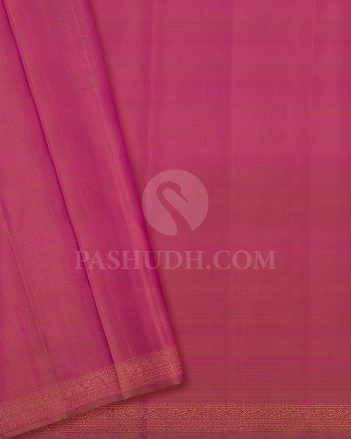 Grey-Green With Onion Pink Kanjivaram Silk Saree-S1572(A)
