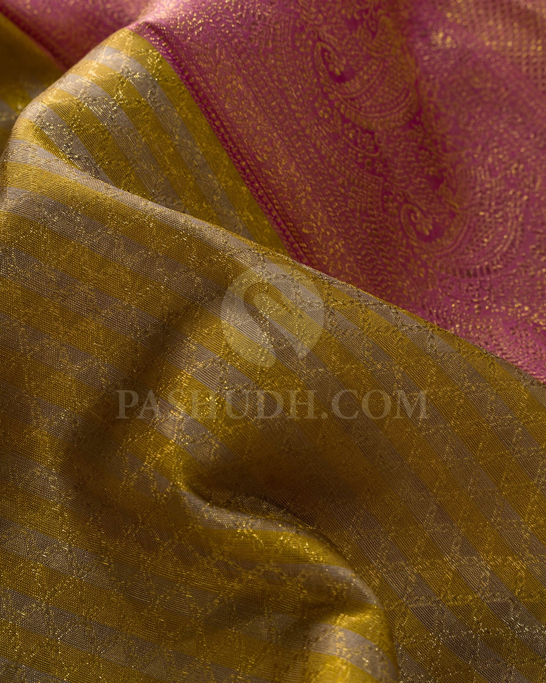 Grey-Green With Onion Pink Kanjivaram Silk Saree-S1572(A)