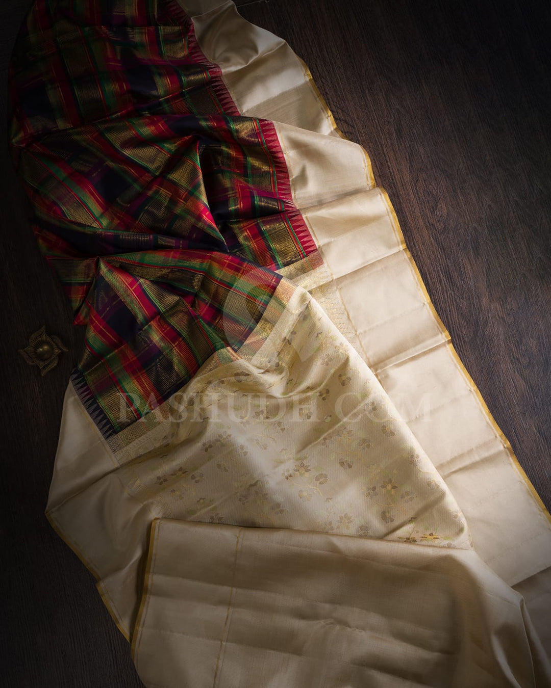 Black,Magenta,Red,Green And Cream Kanjivaram Silk Saree-S1502(B)