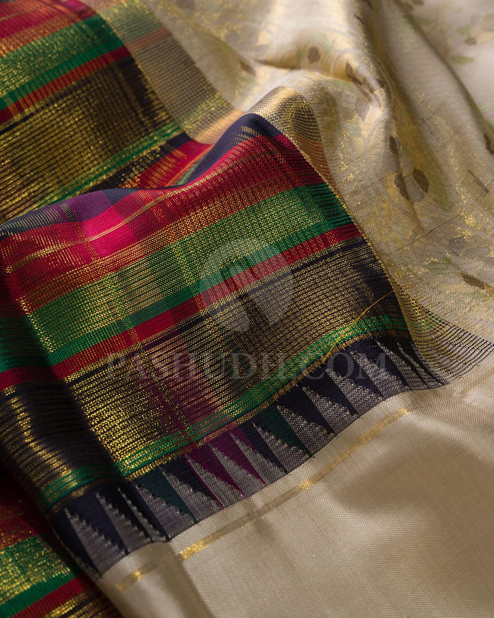 Black,Magenta,Red,Green And Cream Kanjivaram Silk Saree-S1502(B)
