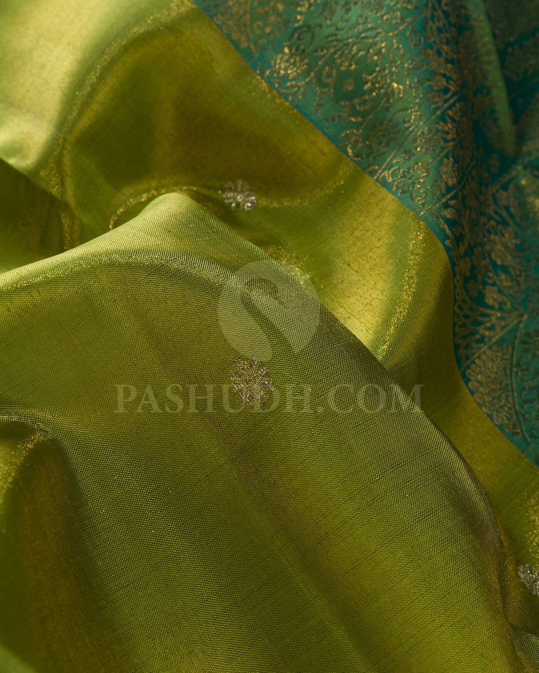Parrot Green And Sky Blue Kanjivaram Silk Saree-S1483(B)