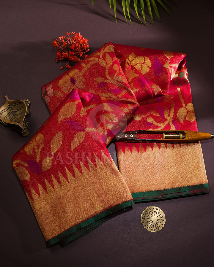Red Pure Zari Kanjivaram Silk Saree-P204(A)