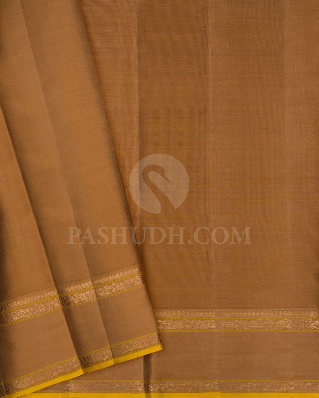Cream With Khaki Kanjivaram Silk Saree-DJ399(A)