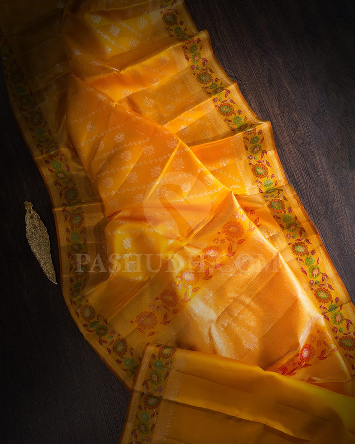Mango Yellow Kanjivaram Silk Saree-DJ377(D)