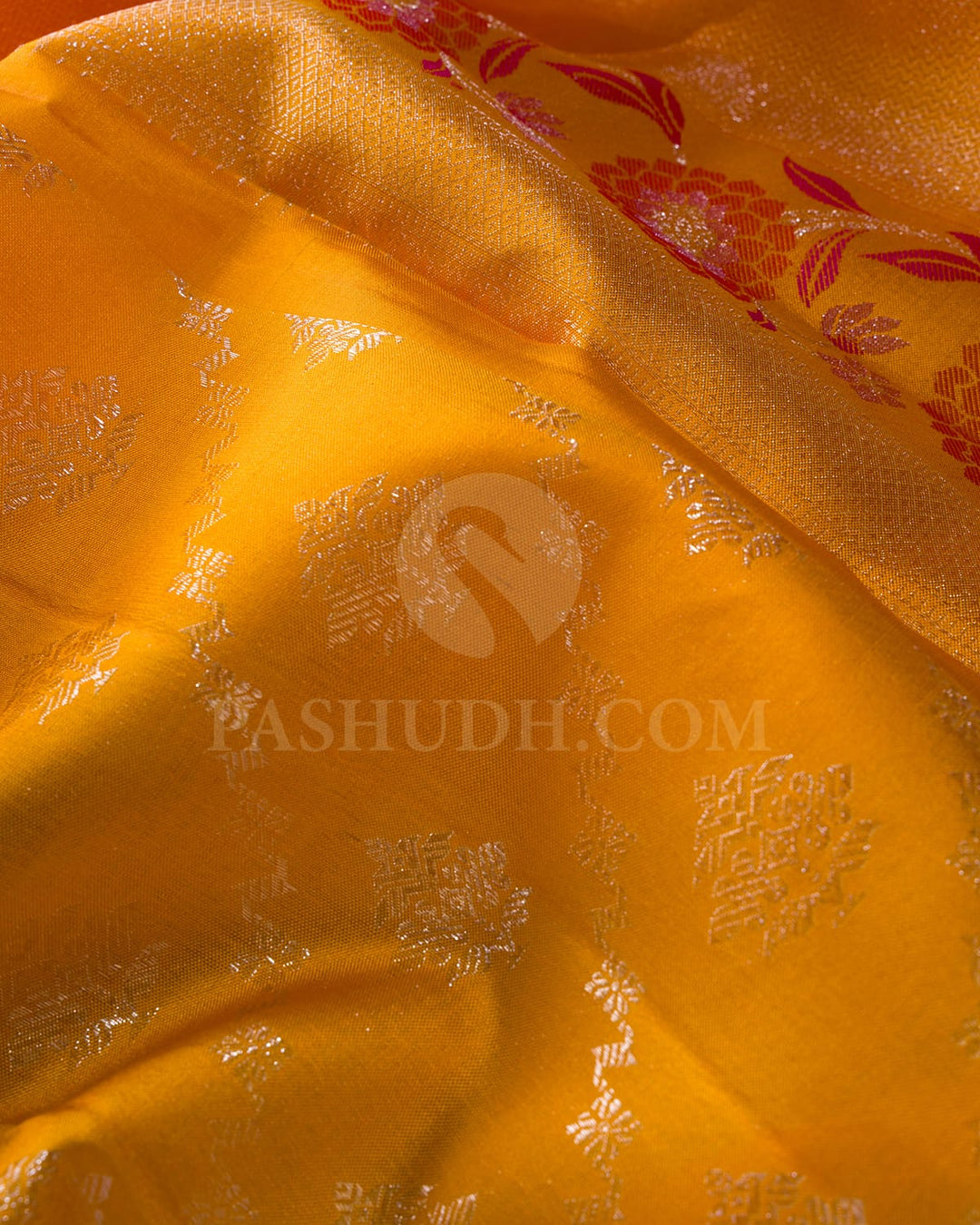 Mango Yellow Kanjivaram Silk Saree-DJ377(D)