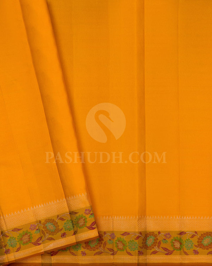Mango Yellow Kanjivaram Silk Saree-DJ377(D)
