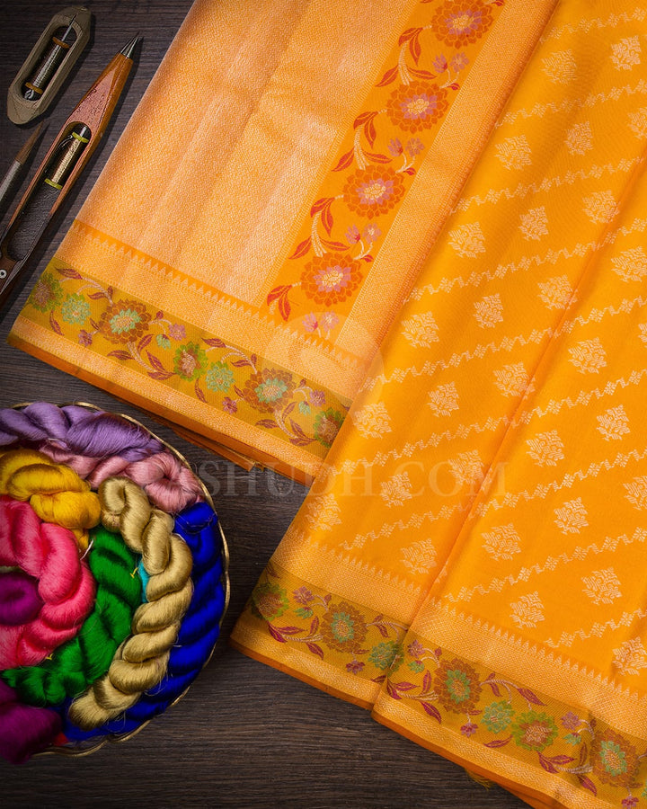 Mango Yellow Kanjivaram Silk Saree-DJ377(D)