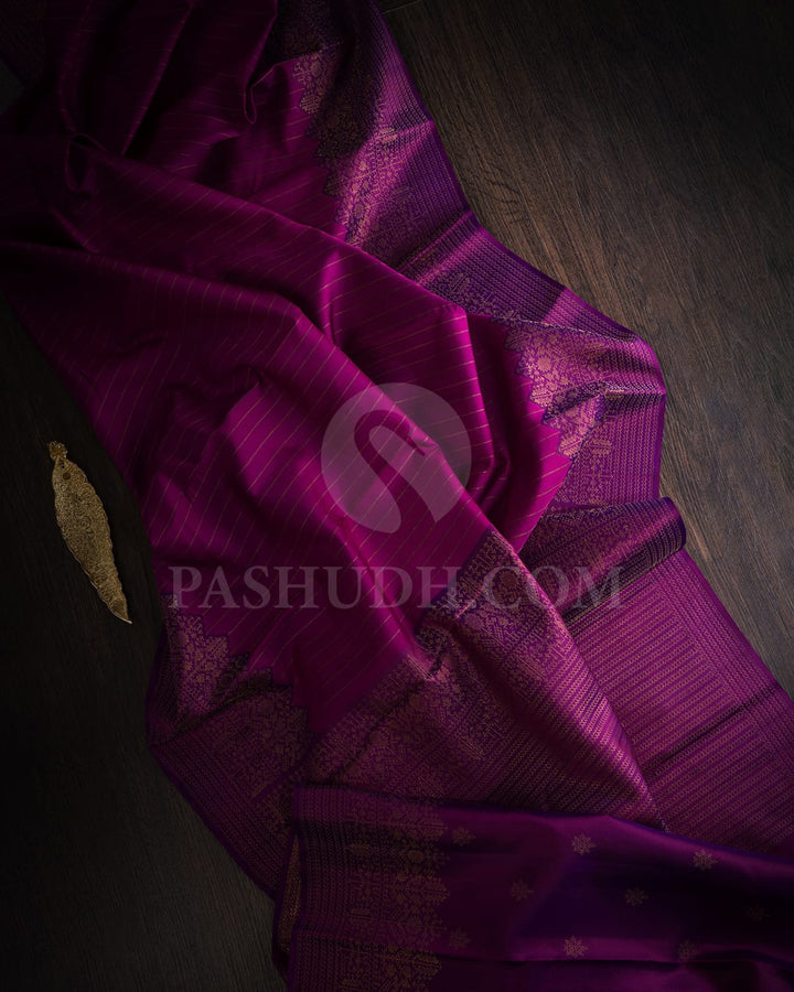 Rani Pink With Purple Kanjivaram Silk Saree-D656(A)