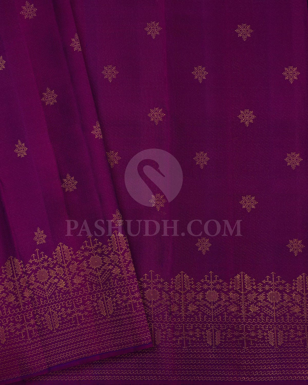 Rani Pink With Purple Kanjivaram Silk Saree-D656(A)