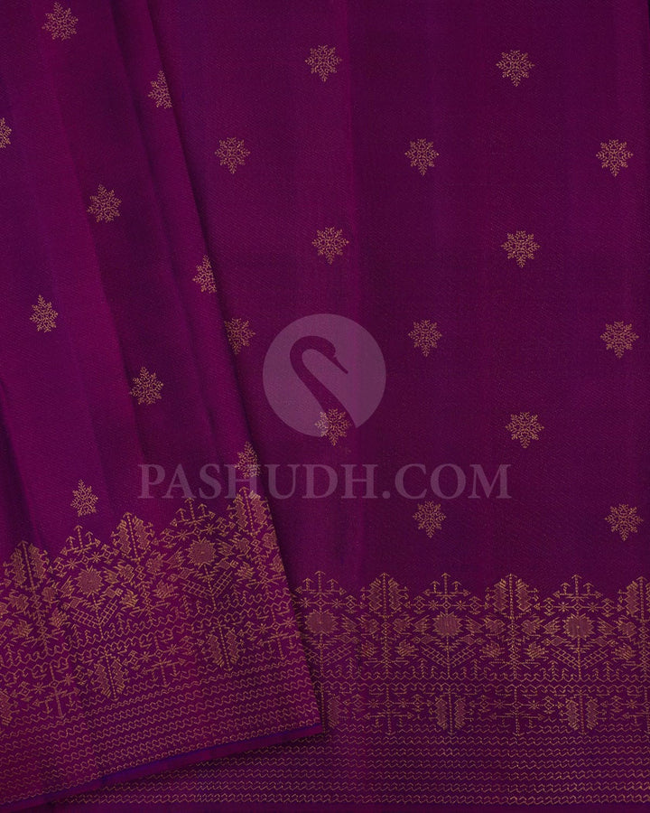 Rani Pink With Purple Kanjivaram Silk Saree-D656(A)