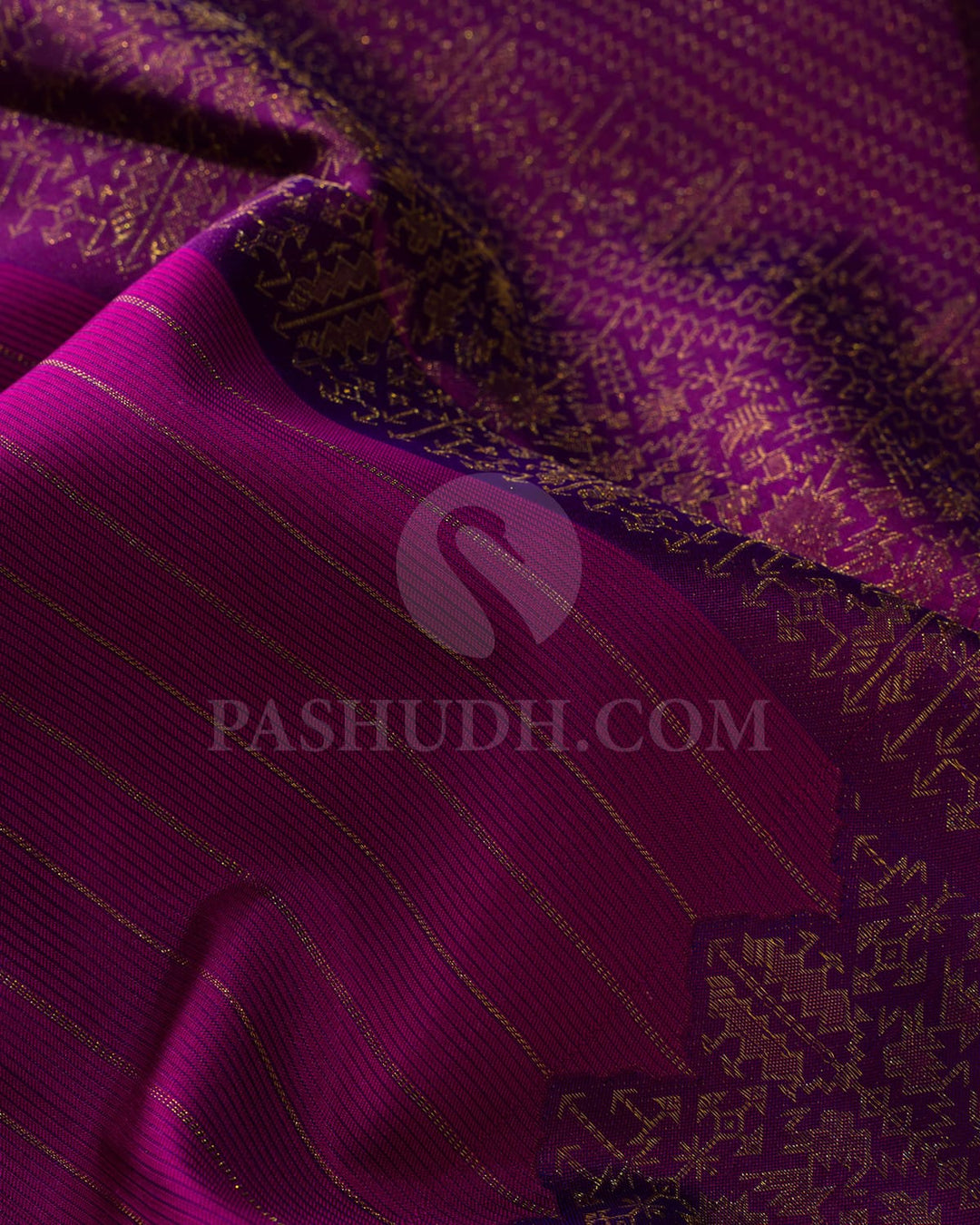 Rani Pink With Purple Kanjivaram Silk Saree-D656(A)