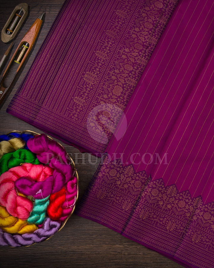Rani Pink With Purple Kanjivaram Silk Saree-D656(A)