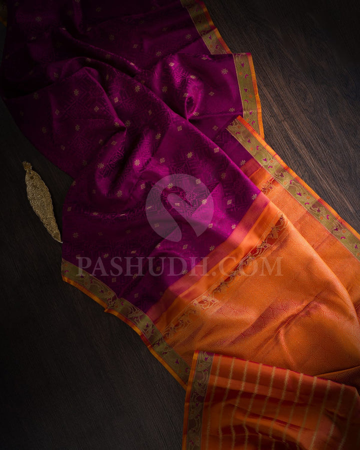 Magenta Shot Pink Kanjivaram Silk Saree-DJ400(A)