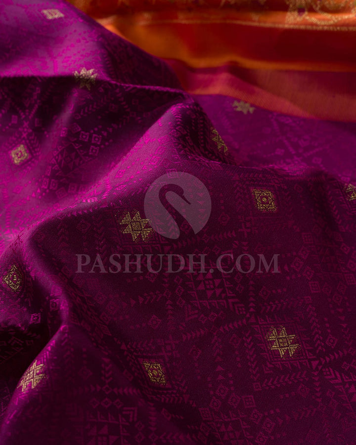 Magenta Shot Pink Kanjivaram Silk Saree-DJ400(A)