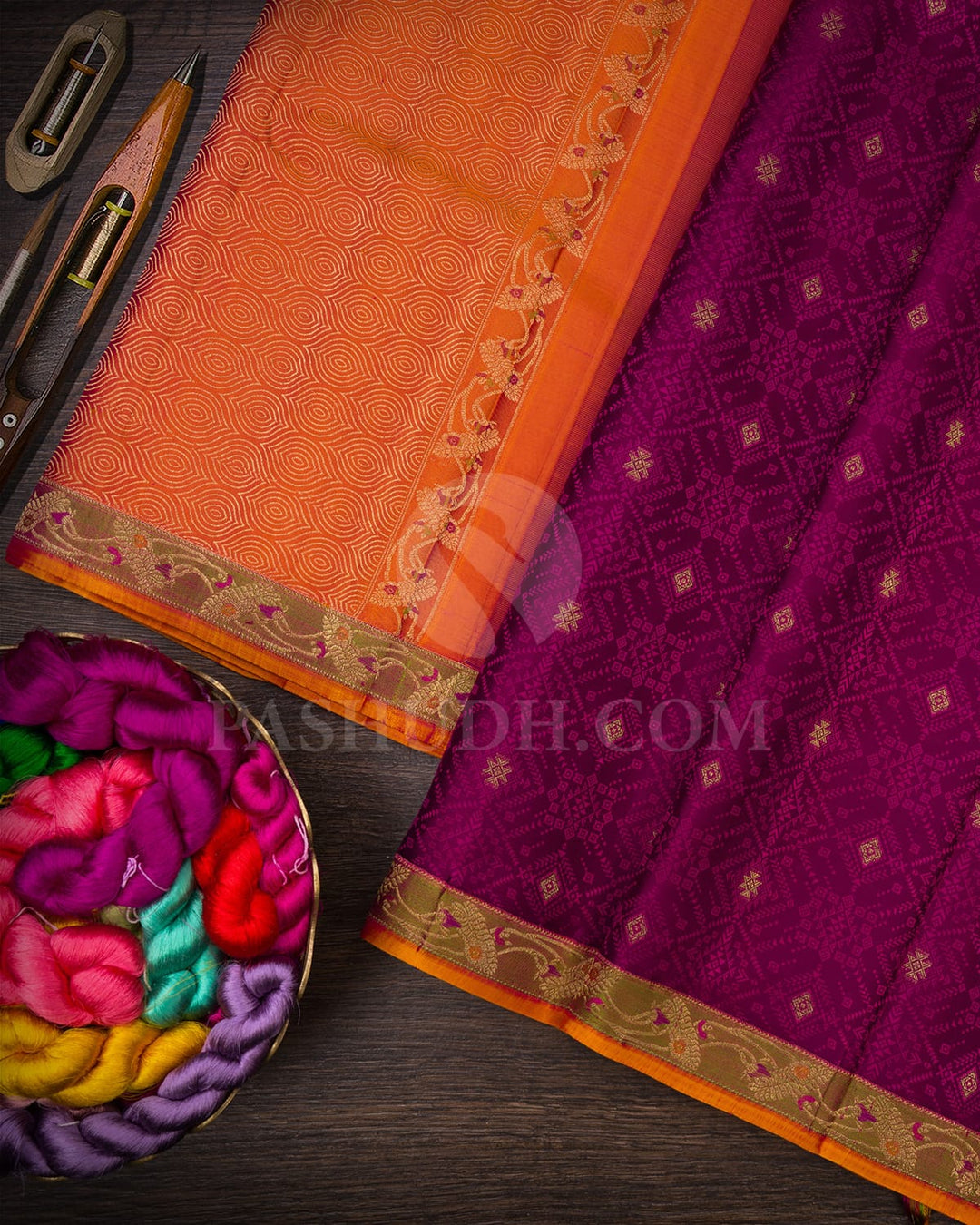 Magenta Shot Pink Kanjivaram Silk Saree-DJ400(A)