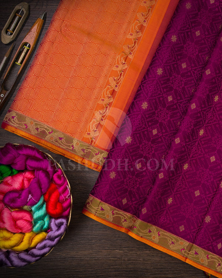 Magenta Shot Pink Kanjivaram Silk Saree-DJ400(A)