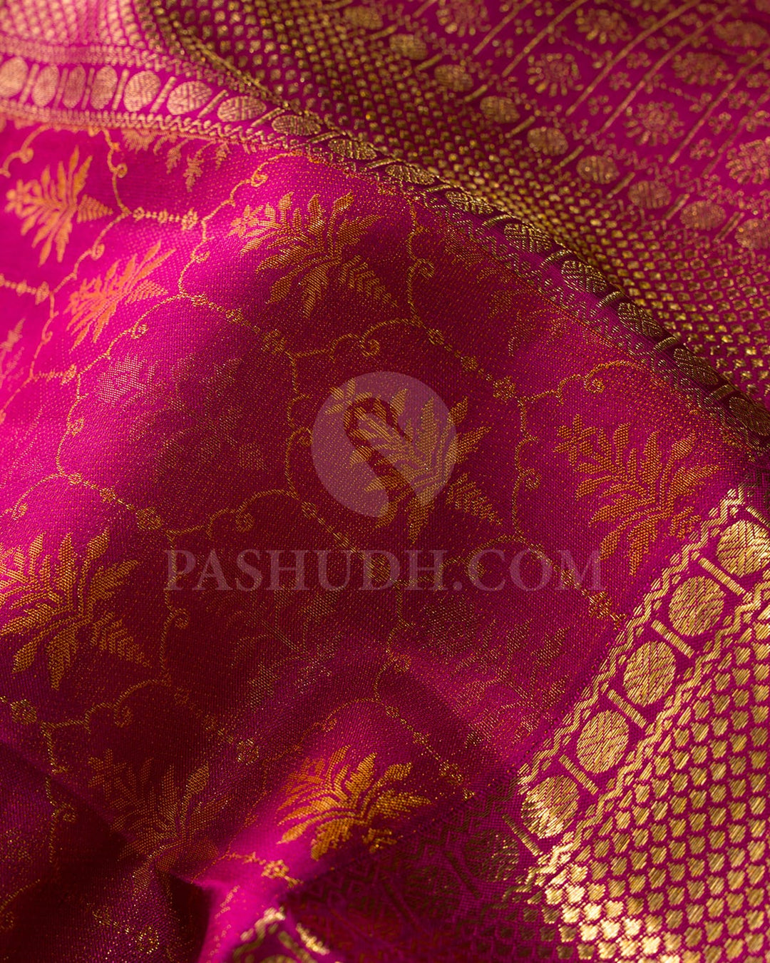 Crimson Pink Two Toned Kanjivaram Silk Saree-D653(A)
