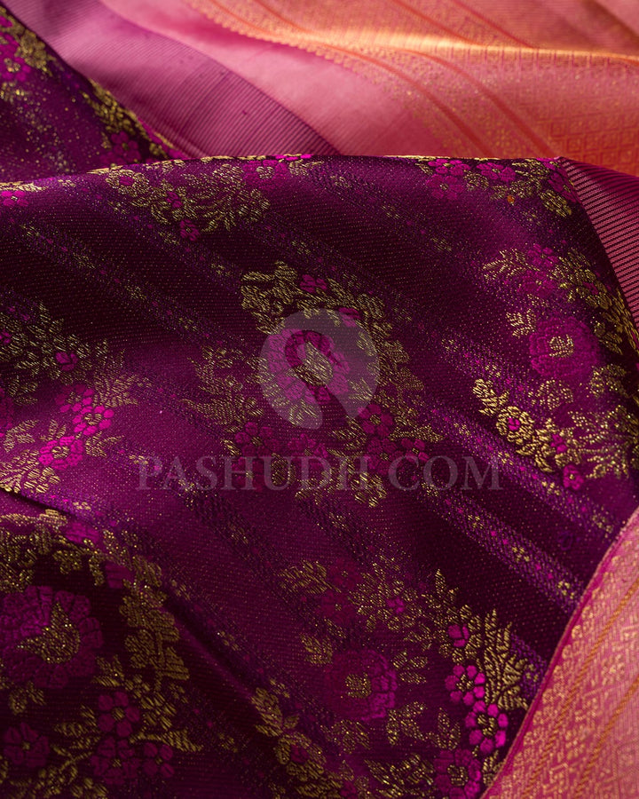 Plum Purple With Subtle Pink Kanjivaram Silk Saree-DJ388(B)