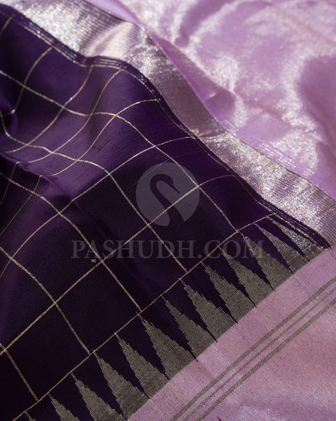 Deep Purple And Baby Pink Kanjivaram Silk Saree-S1407(C)