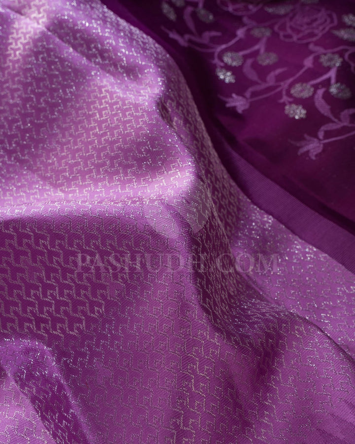 Lilac And Purple Kanjivaram Silk Saree-DJ344(K)