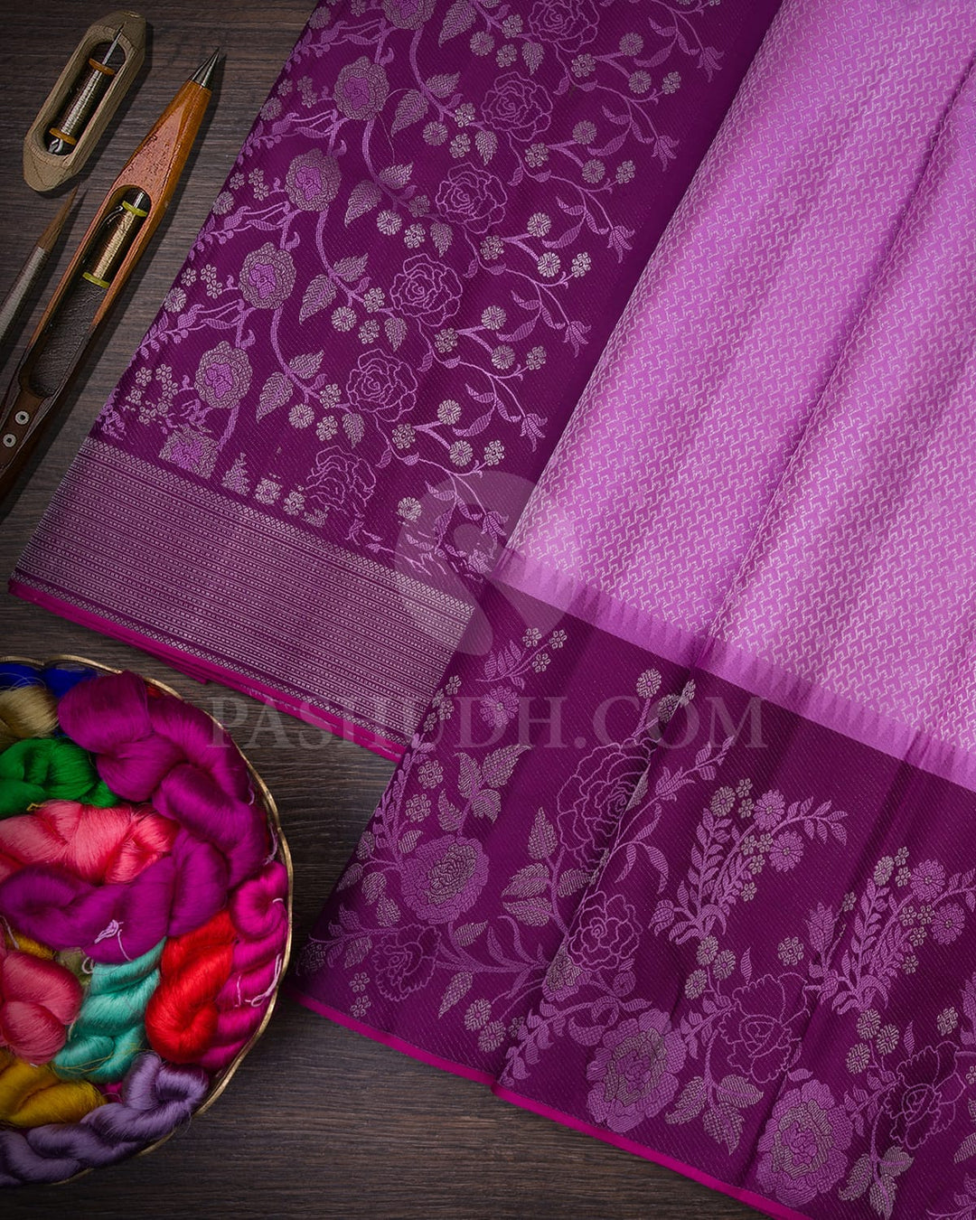 Lilac And Purple Kanjivaram Silk Saree-DJ344(K)