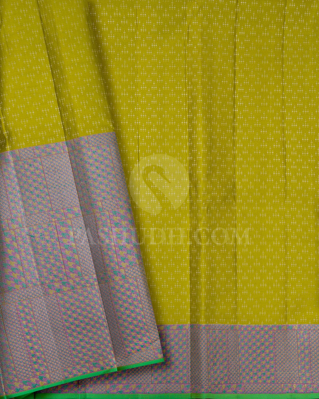 Parrot Green With Lavender Kanjivaram Silk Saree-DJ352(H)