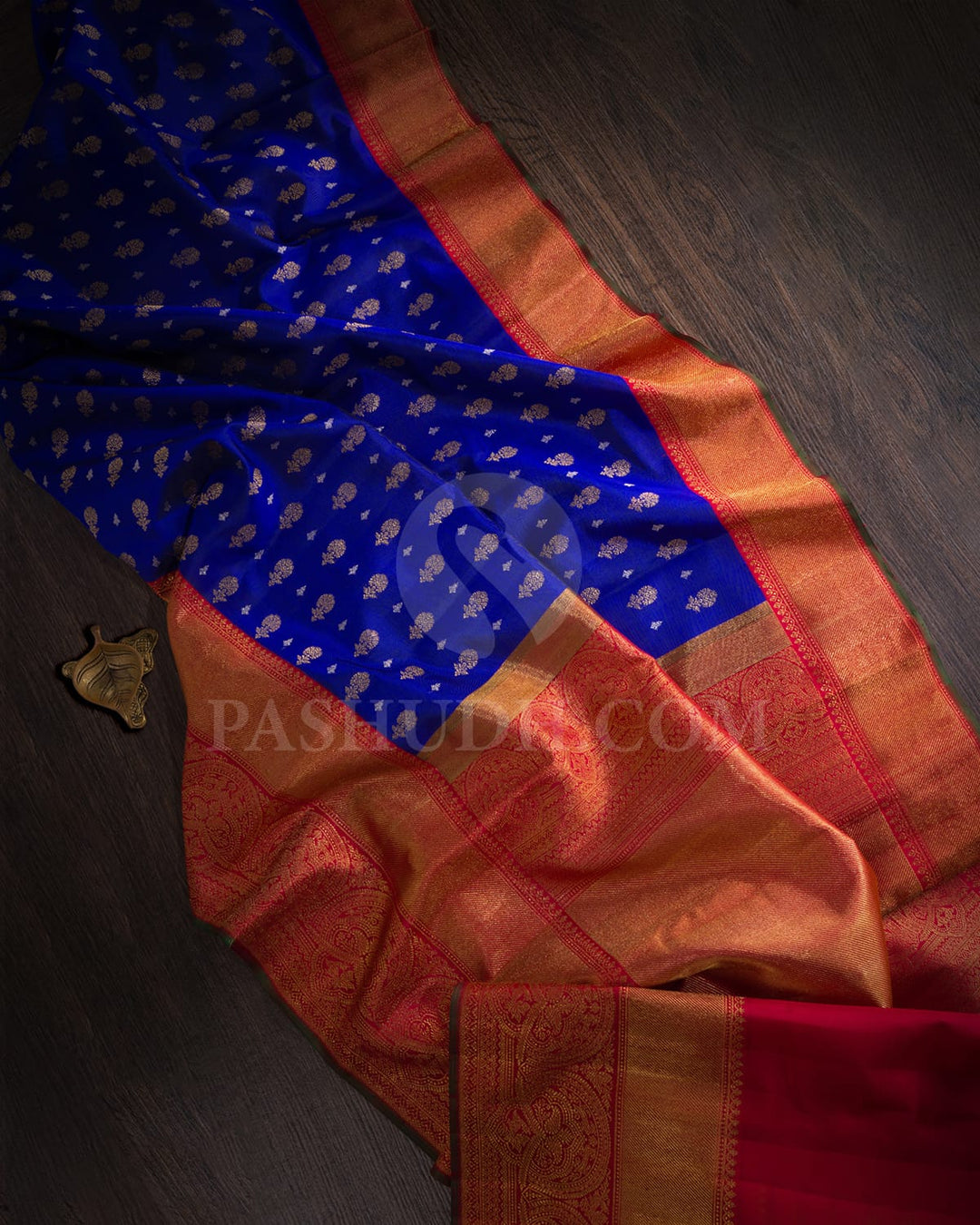 Royal Blue With Red Pure Zari Bridal Kanjivaram Silk Saree-P207(A)