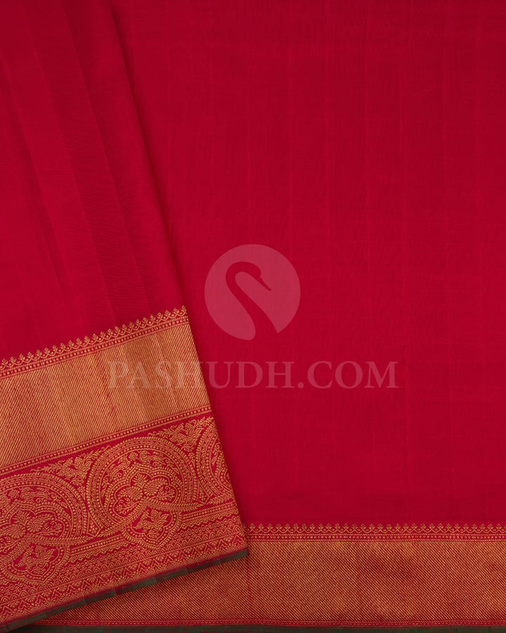 Royal Blue With Red Pure Zari Bridal Kanjivaram Silk Saree-P207(A)