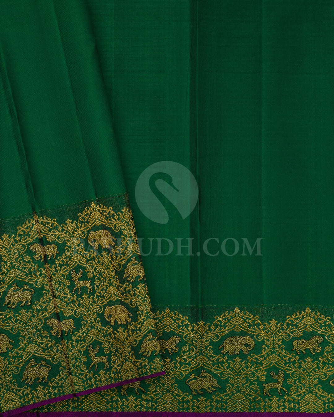 Gold Shimmer Tissue Kanjivaram Silk Saree With Vanasingaram Border-S1551(C)