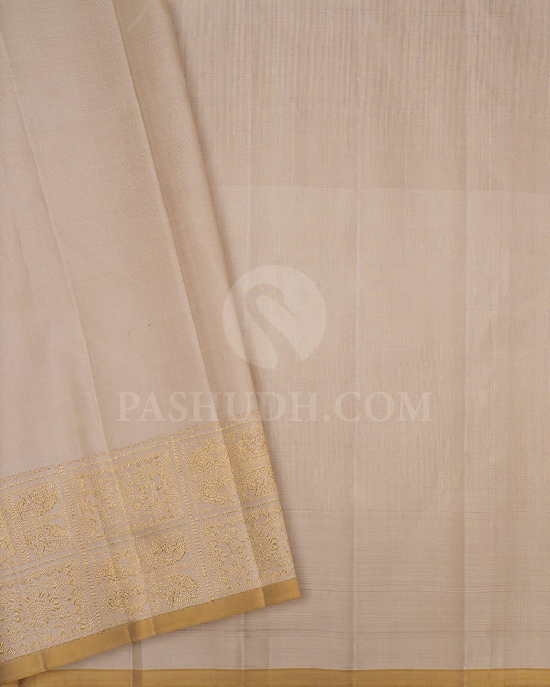 Blue-Green Hue With Beige Borderless Traditional Kanjivaram Silk Saree-S1491(B)