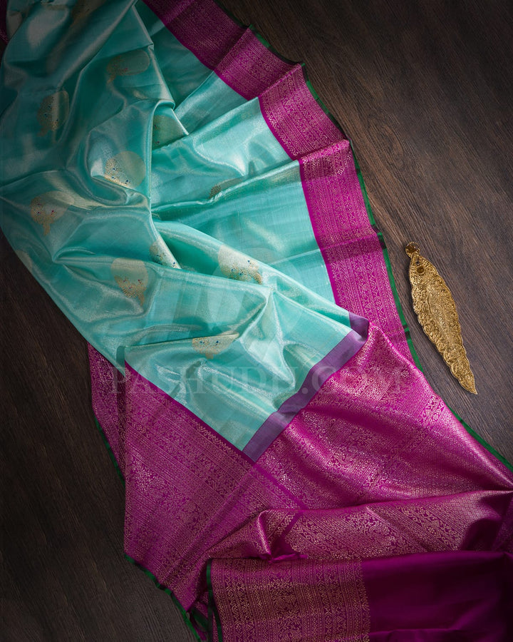 Sky Blue And Magenta Kanjivaram Silk Saree-S1435(C)