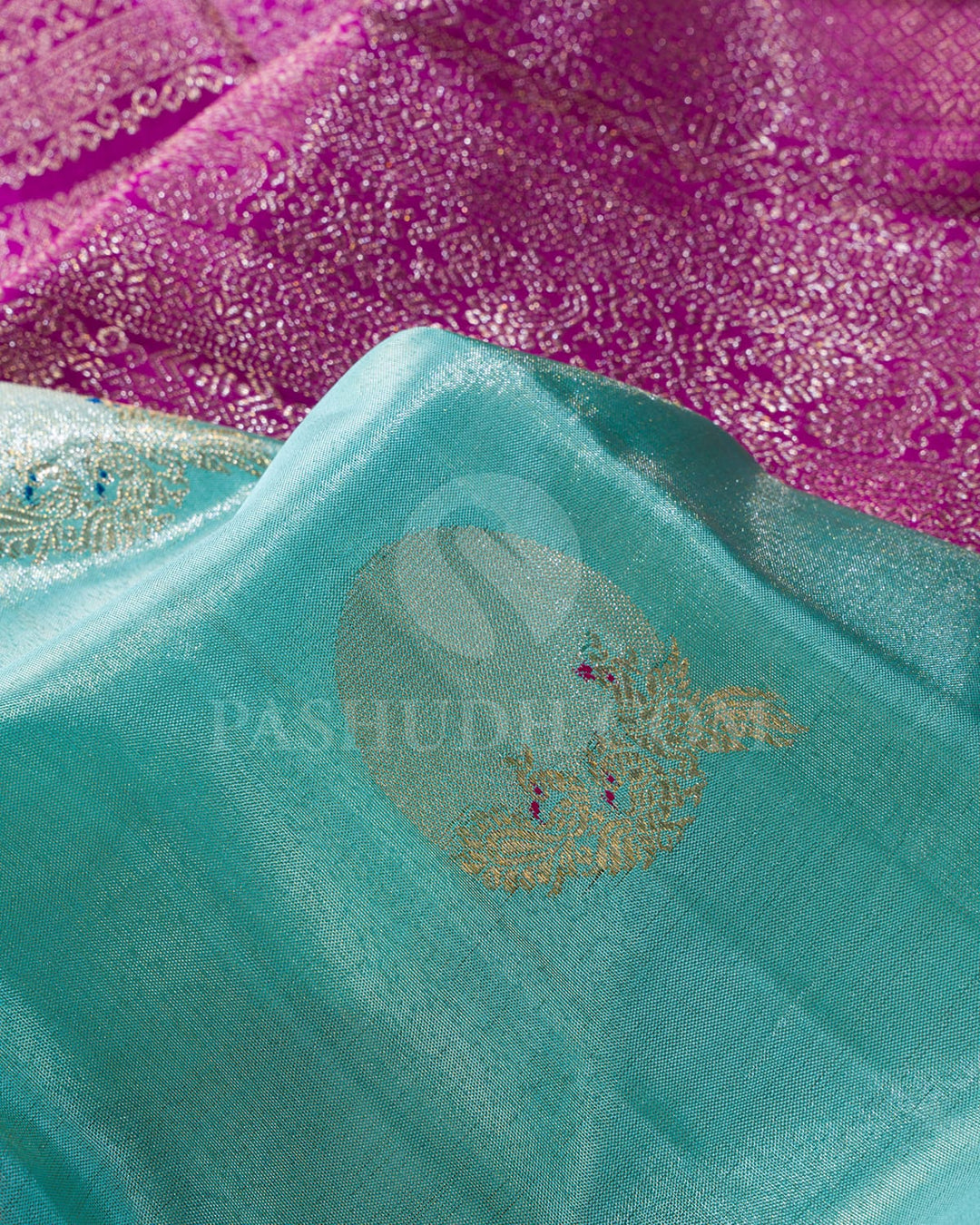 Sky Blue And Magenta Kanjivaram Silk Saree-S1435(C)