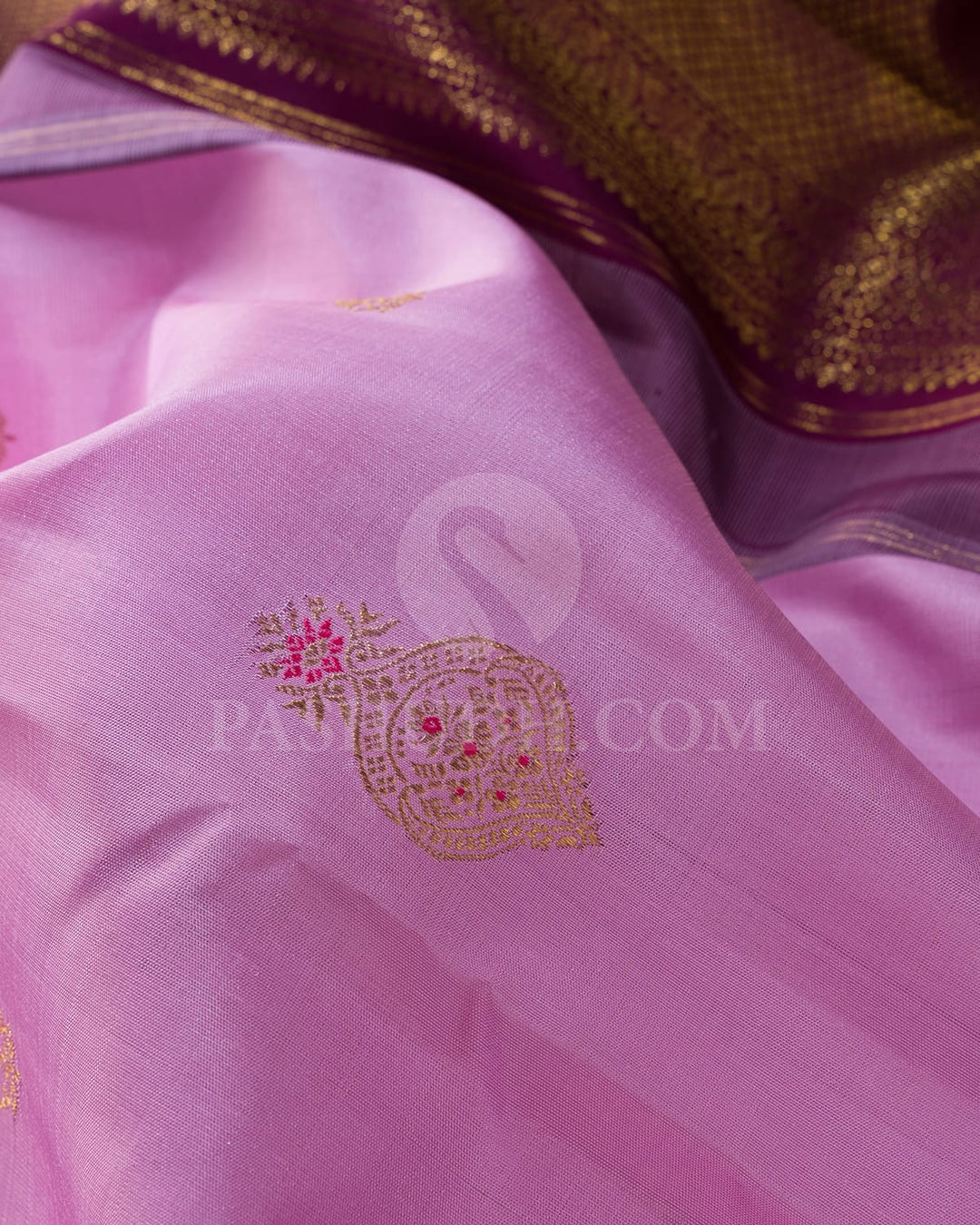 Baby Pink With Maroon Kanjivaram Silk Saree-S1586(A)