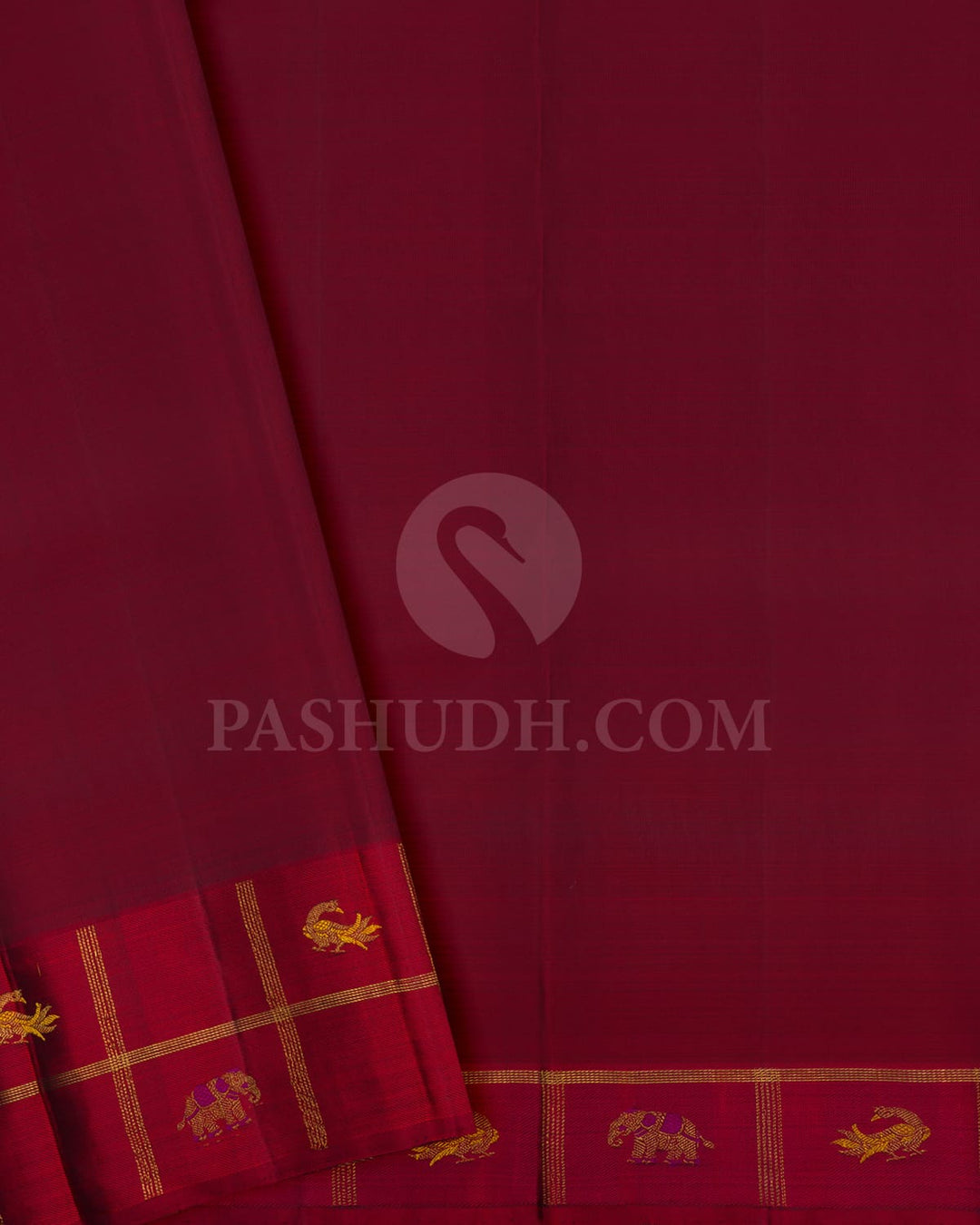 Deep Dark Green And Red Kanjivaram Silk Saree-S1581(A)