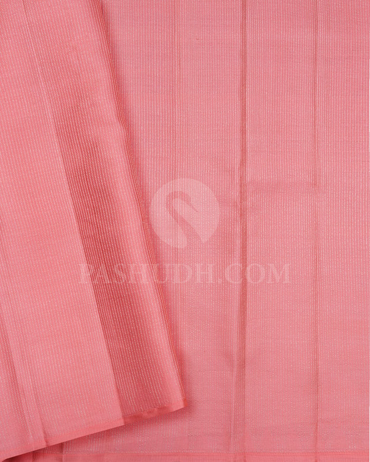 Silver Grey With Peachy Pink Kanjivaram Silk Saree-DJ403(A)
