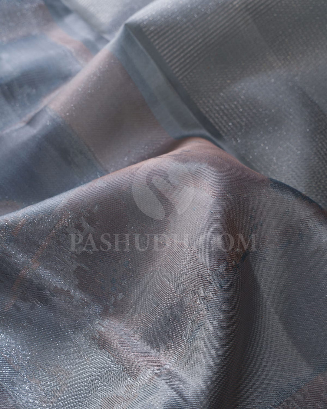 Silver Grey With Peachy Pink Kanjivaram Silk Saree-DJ403(A)