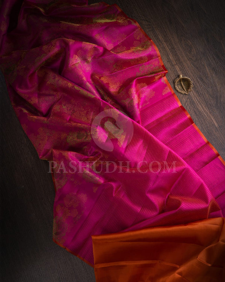Rani Pink Traditional Borderless Kanjivaram Silk Saree-DJ367(E)