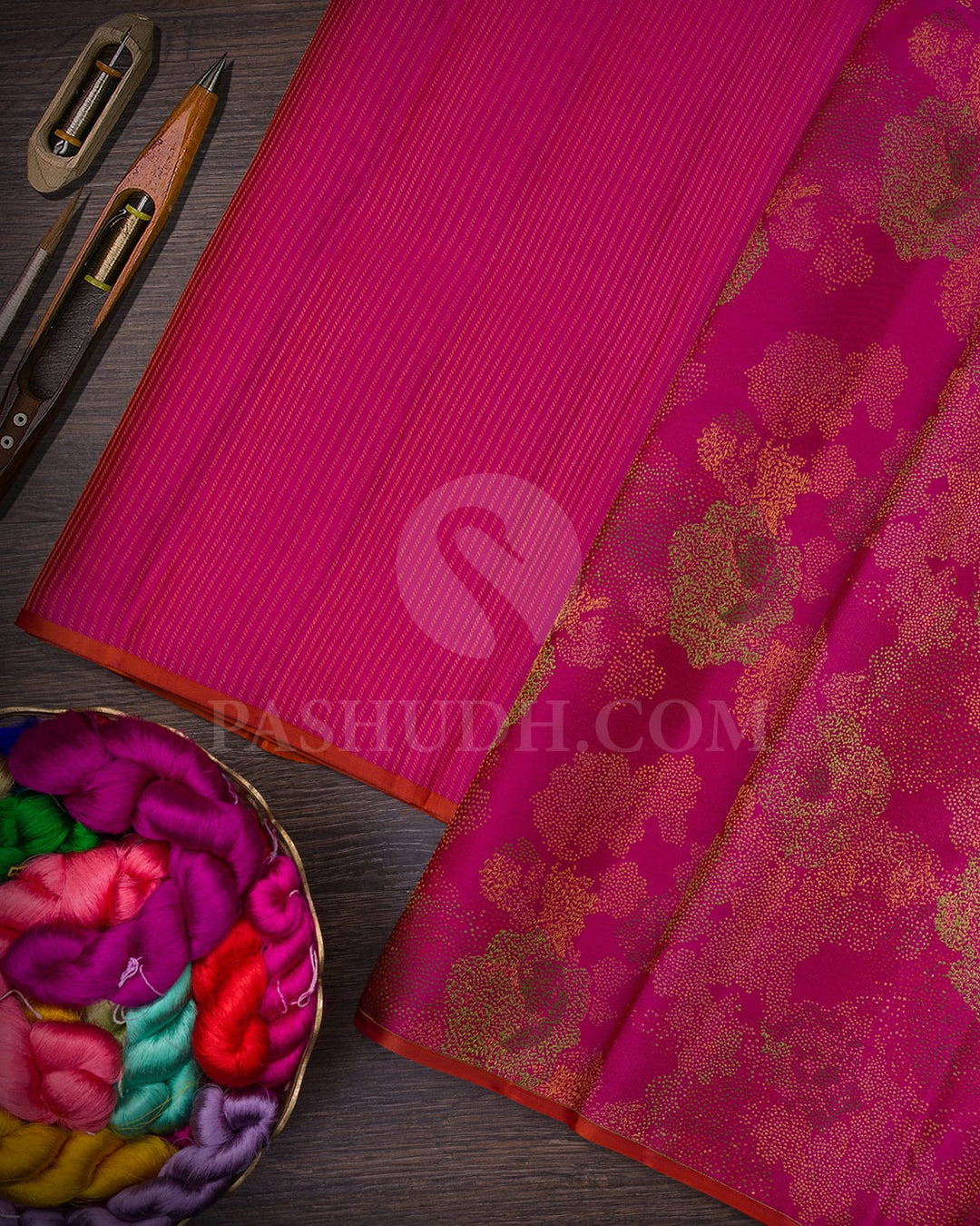 Rani Pink Traditional Borderless Kanjivaram Silk Saree-DJ367(E)