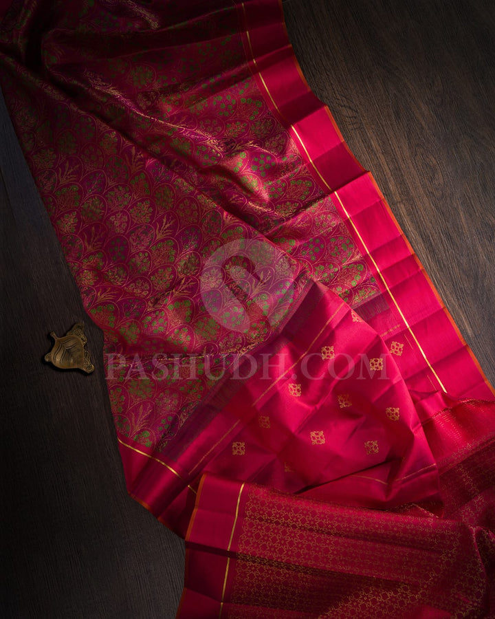 Rani Pink And Red Kanjivaram Silk Saree-DJ396(B)