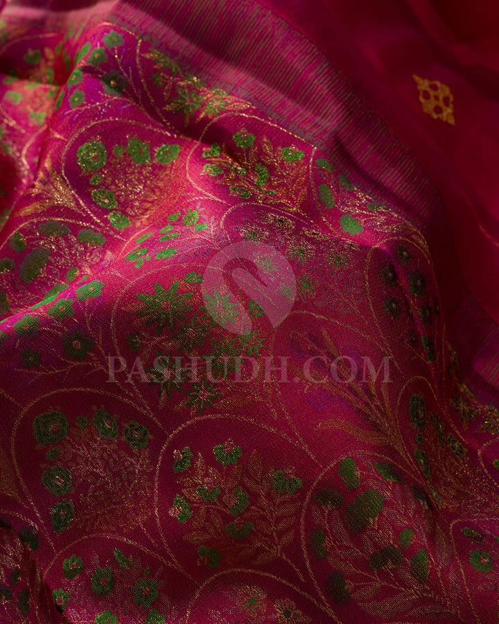 Rani Pink And Red Kanjivaram Silk Saree-DJ396(B)