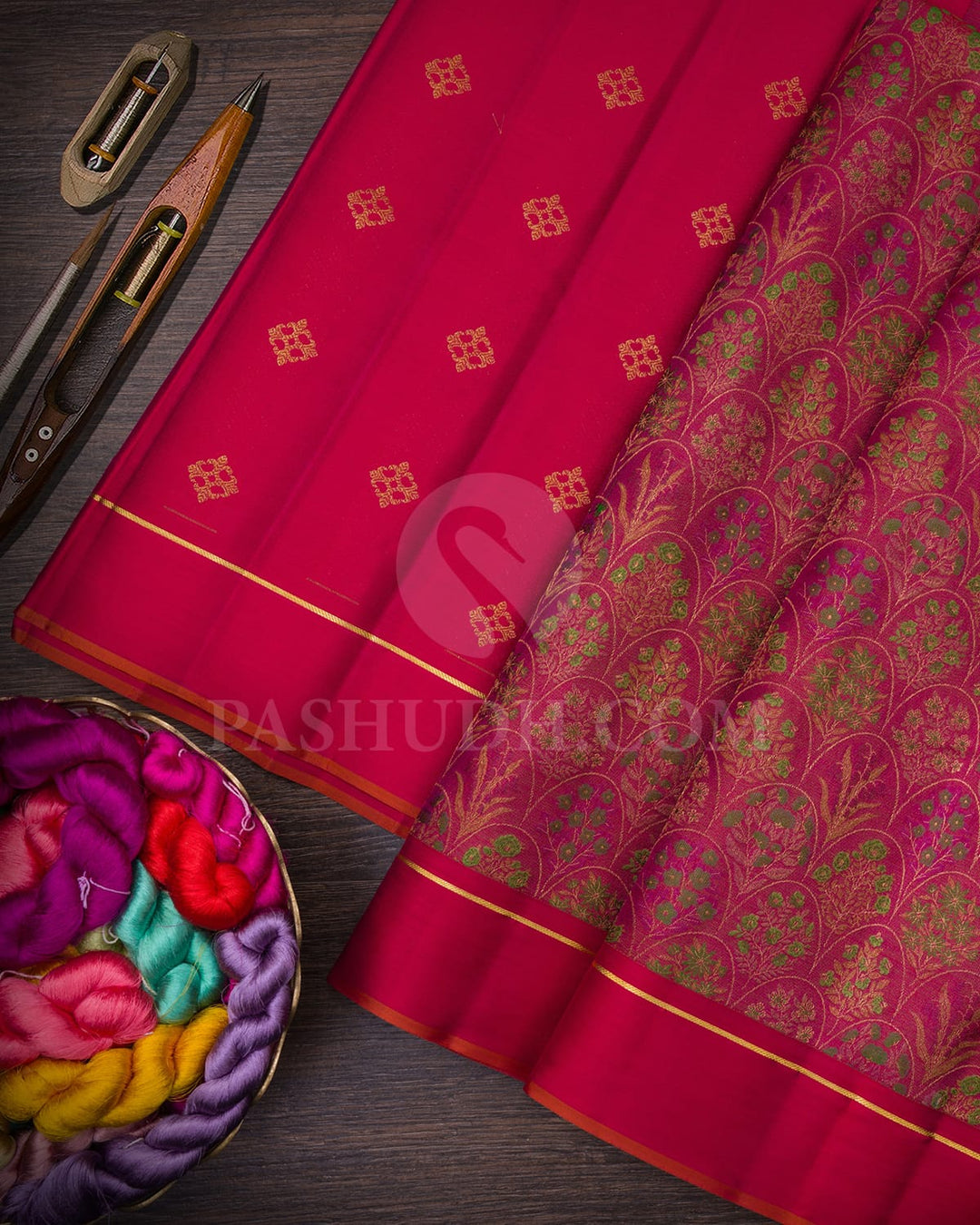 Rani Pink And Red Kanjivaram Silk Saree-DJ396(B)