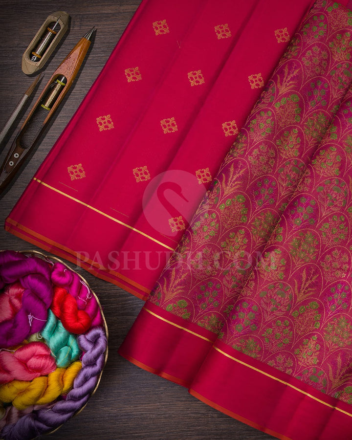 Rani Pink And Red Kanjivaram Silk Saree-DJ396(B)