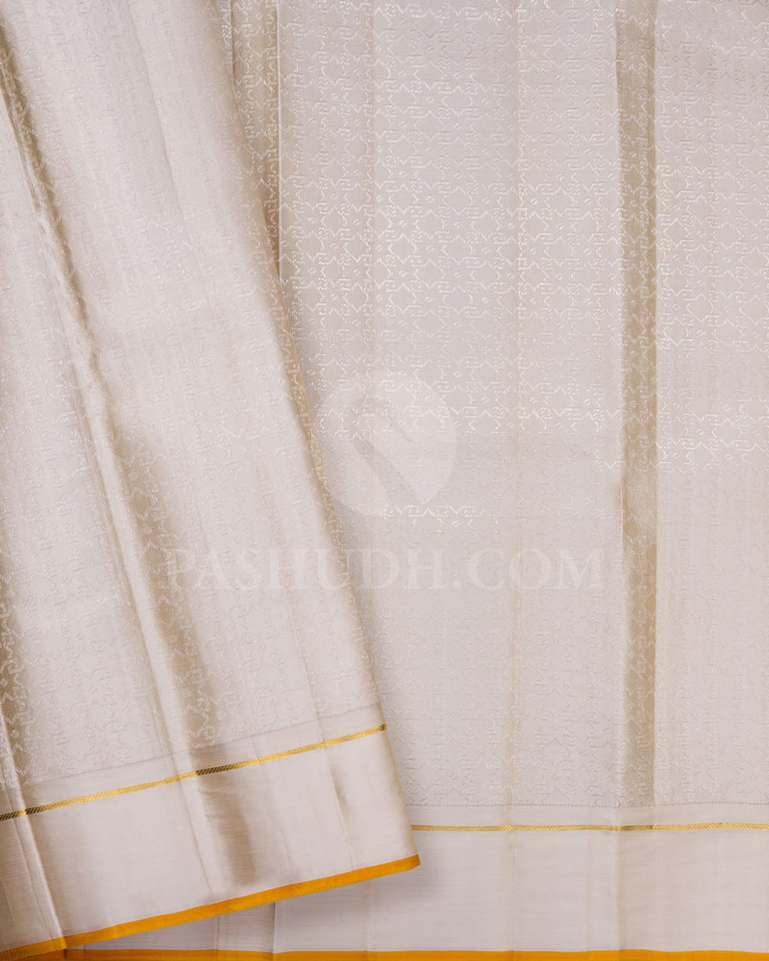 Cream,Light Green And Beige Kanjivaram Silk Saree-DJ396(C)