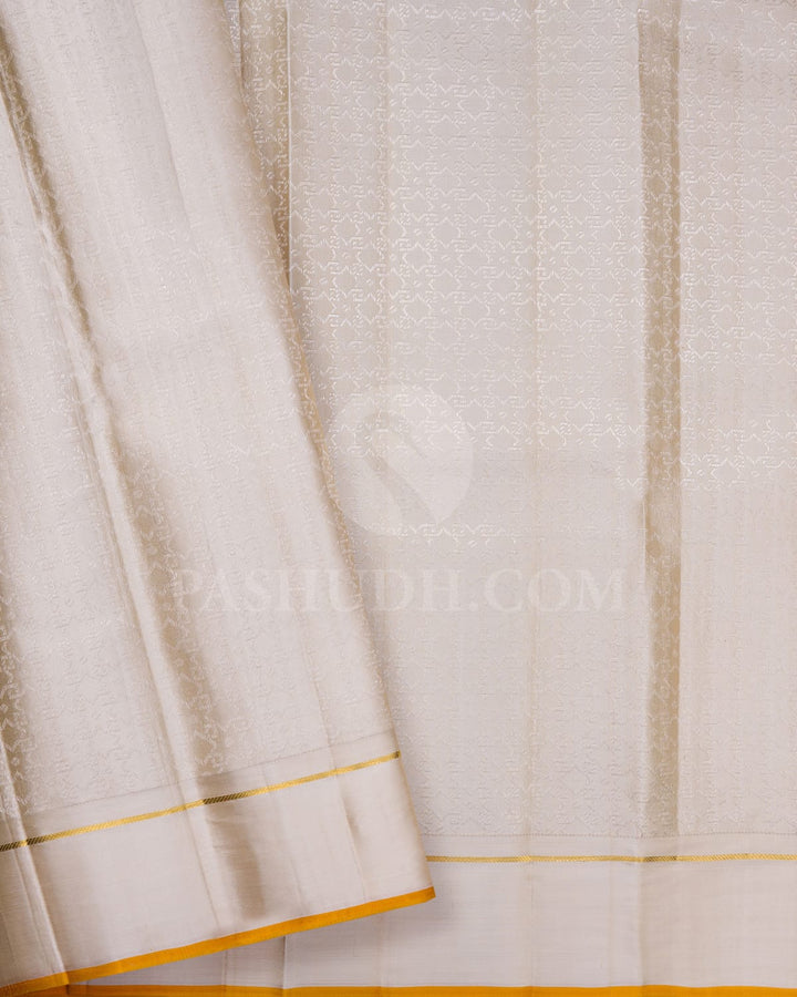 Cream,Light Green And Beige Kanjivaram Silk Saree-DJ396(C)