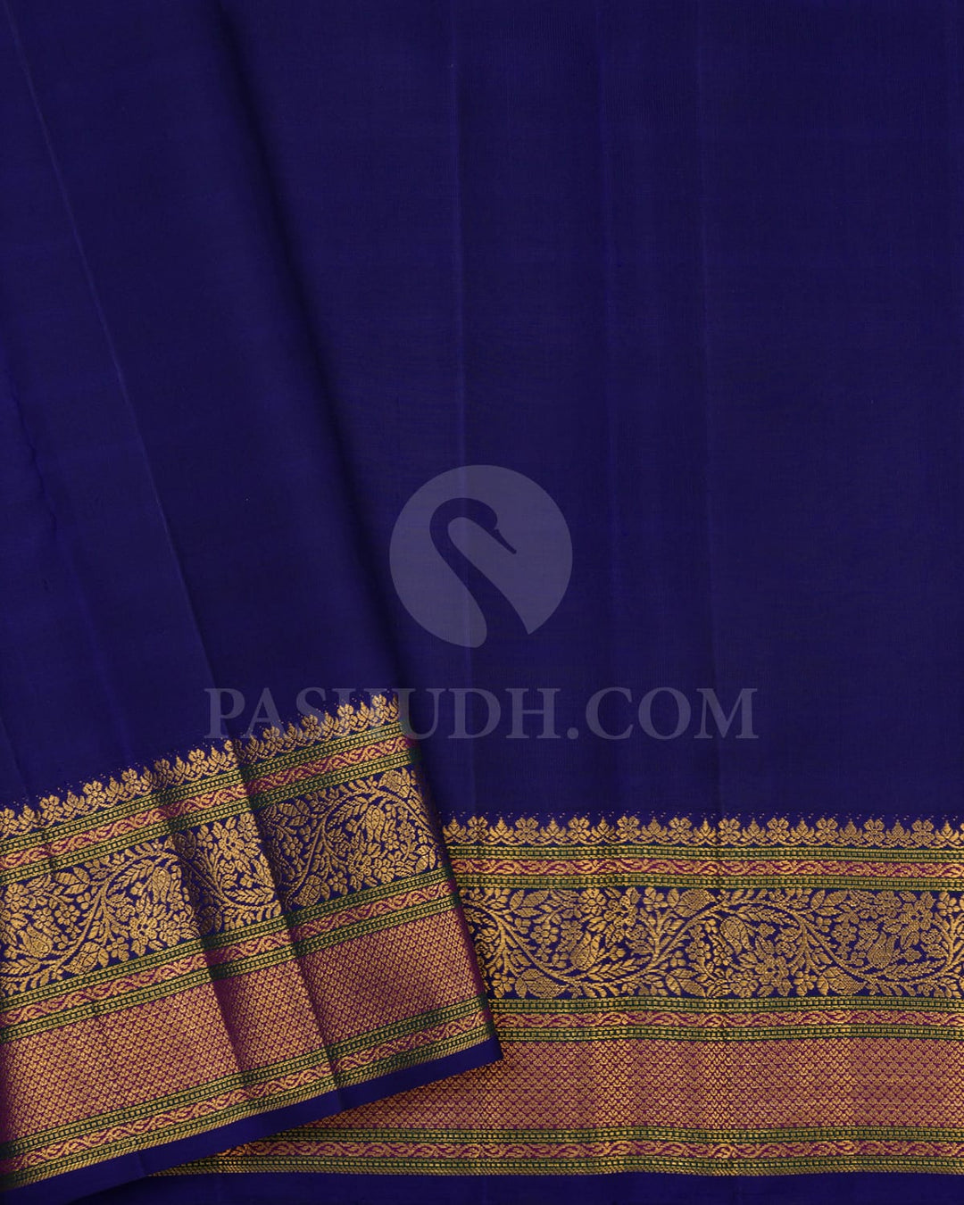 Turmeric Yellow With Royal Blue Kanjivaram Silk Saree-S1159(D)