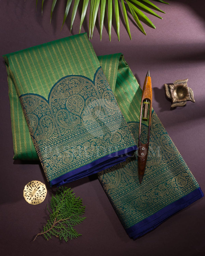 Light And Dark Green Kanjivaram Silk Saree-S1517(E)