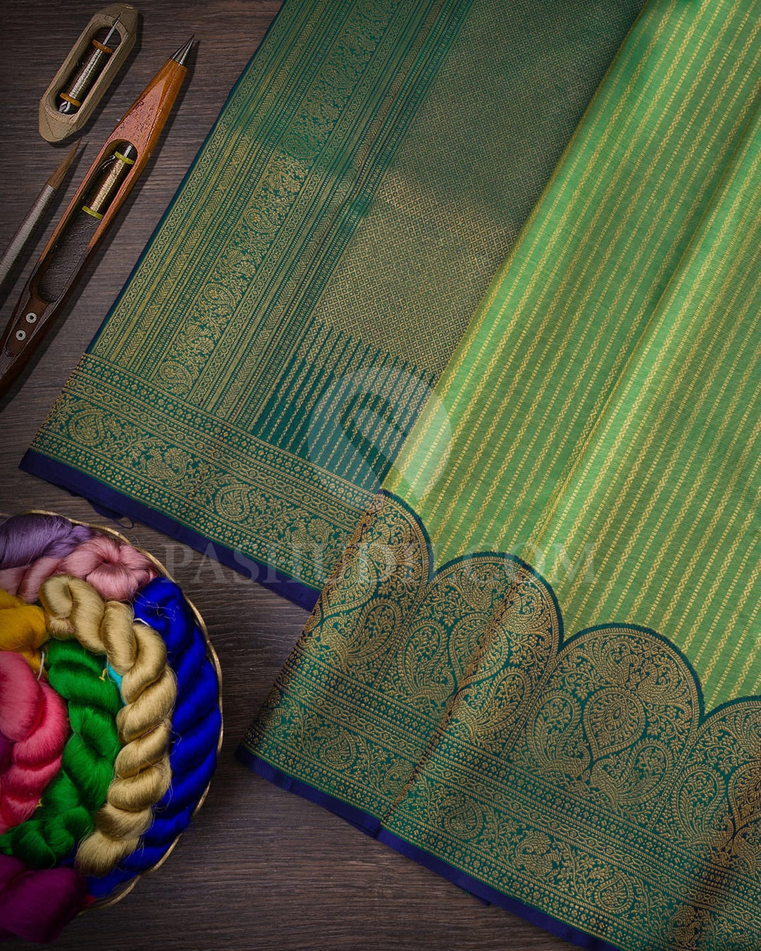 Light And Dark Green Kanjivaram Silk Saree-S1517(E)